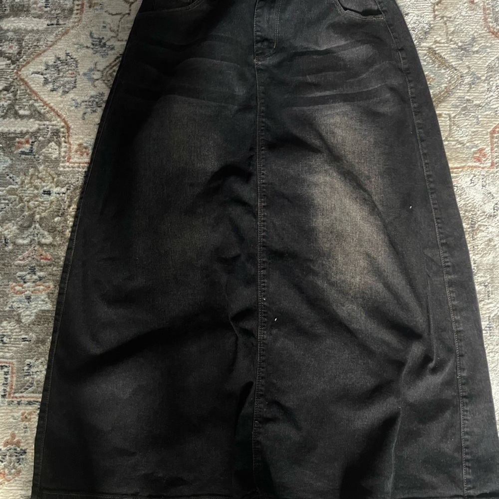 Classic Black Denim Skirt